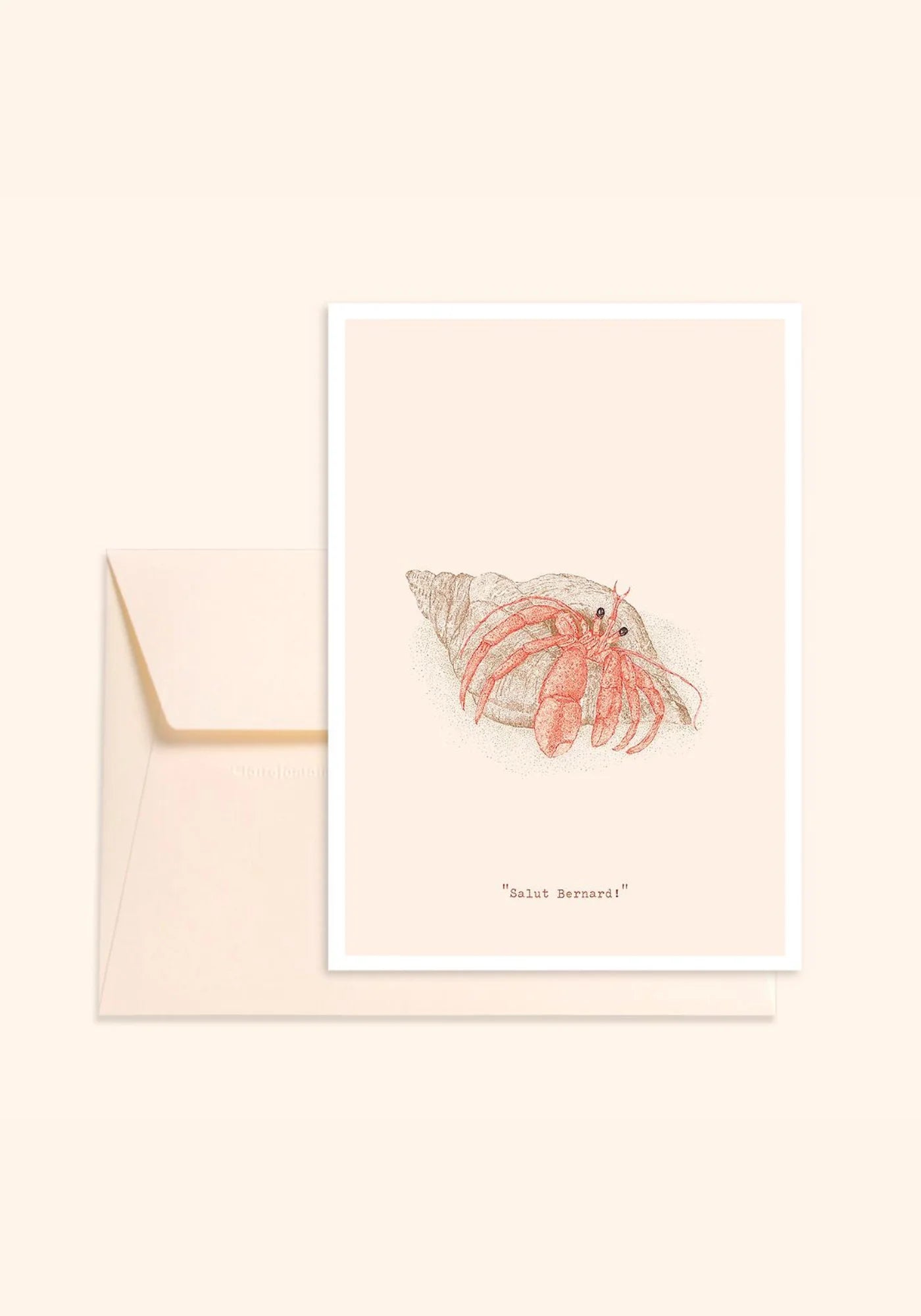 La carte postale Bernard L'ermite avec son enveloppe de chez Pablo est une fille