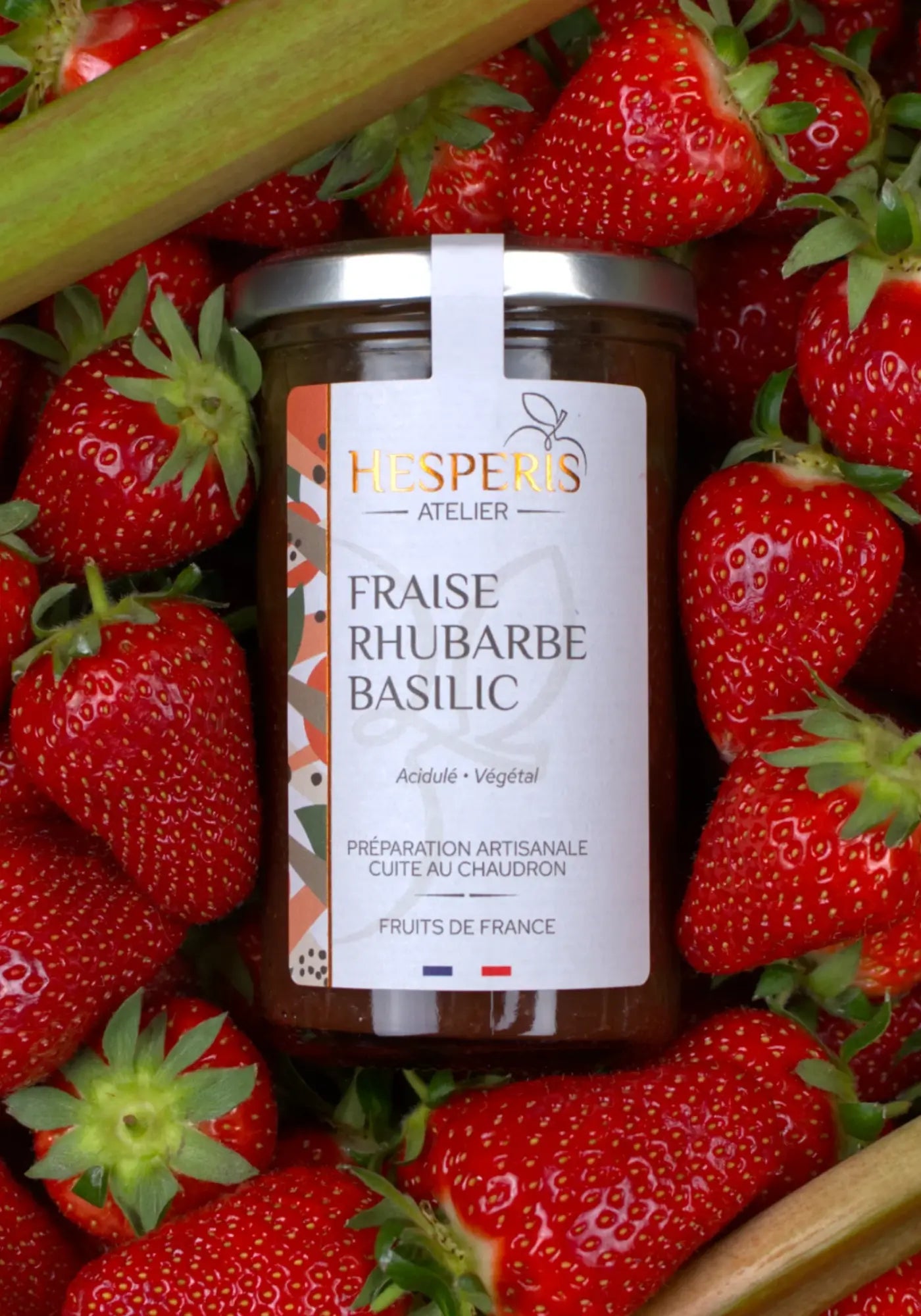 La confiture fraise rhubarbe basilic de chez Atelier Hesperis