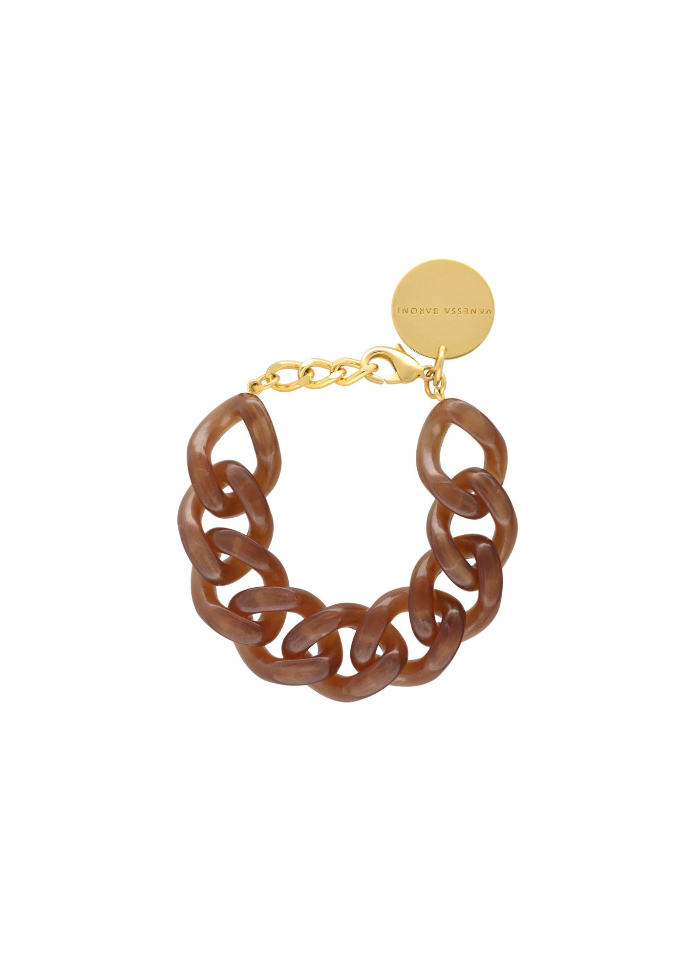Le bracelet pour femme Flat Chain Caramel Marble de chez Vanessa Baroni 