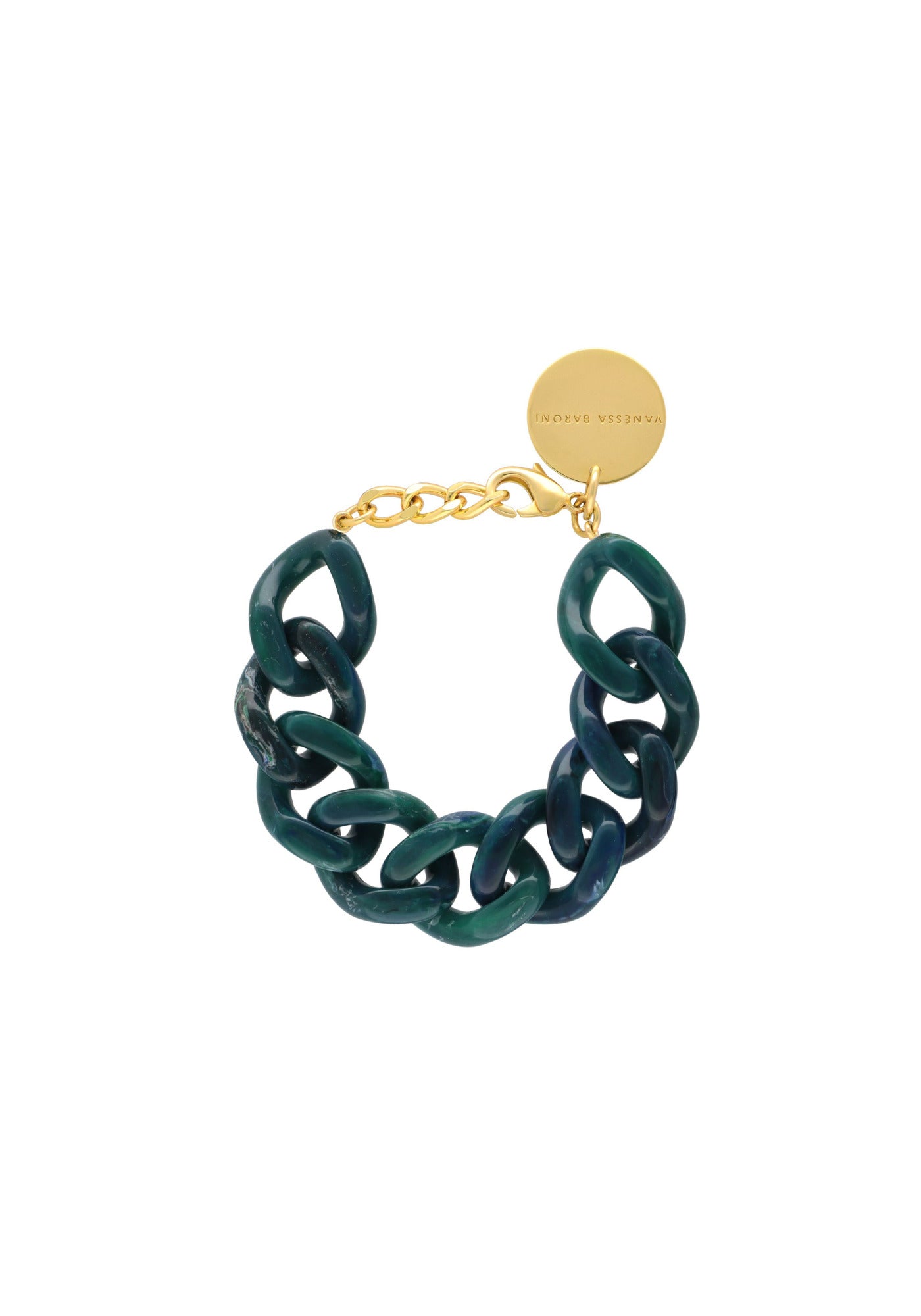 Le bracelet pour femme Flat Chain Teal Marble de chez Vanessa Baroni