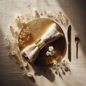 Le rond de serviette Anthony de chez Un chat dans ma botte sur une table dressée