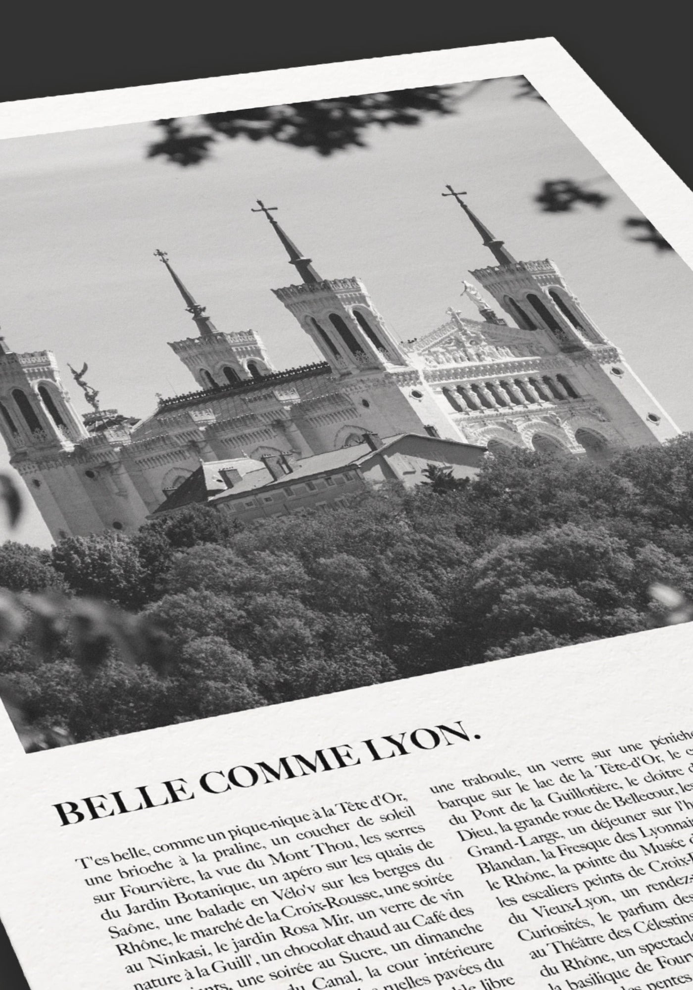 Zoom sur l'affiche typographique "Belle comme Lyon" en 30x40 cm de chez Studio Topo