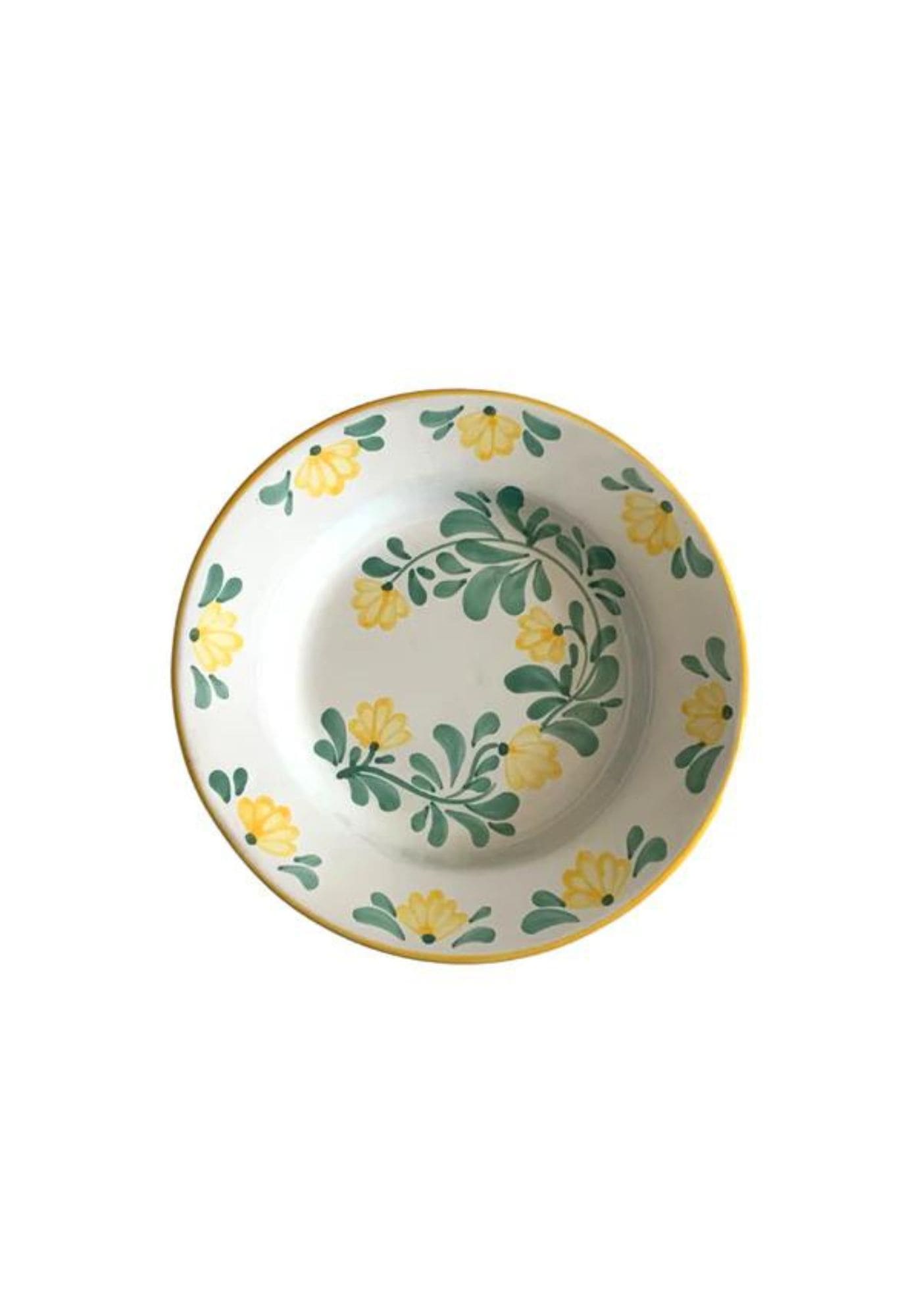 Assiette creuse Chiara en céramique motifs fleurs jaunes Molleni