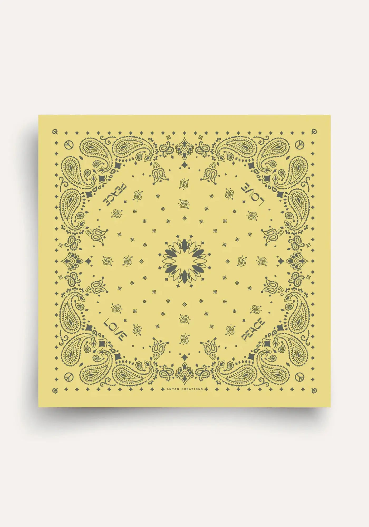Le bandana laine 100 yellow stone grey de chez Antan Créations