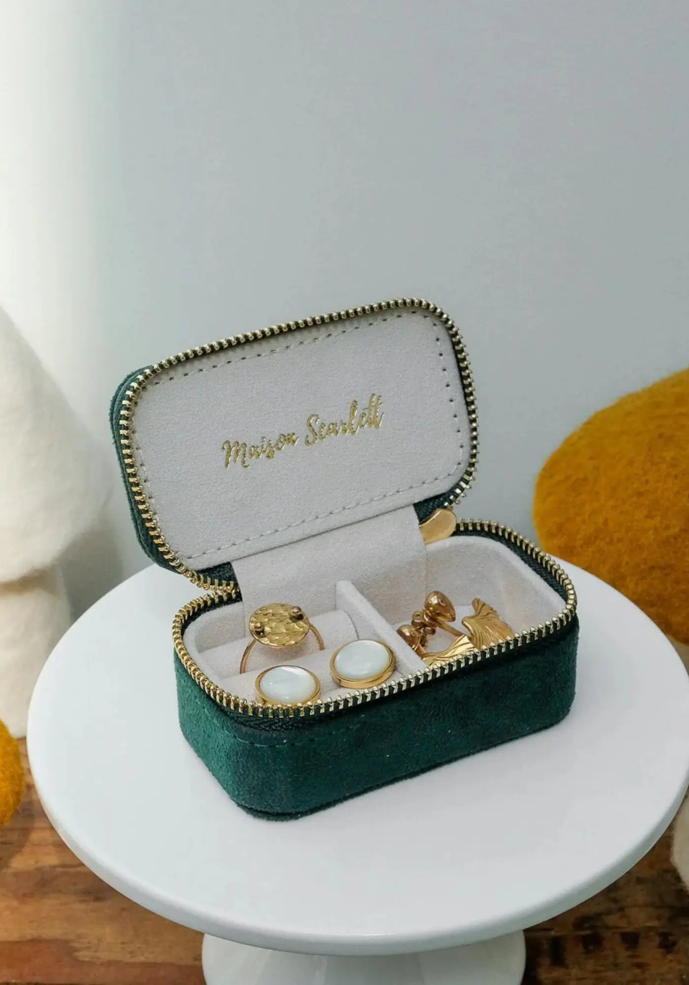 La boite à bijoux Marie velours vert de chez Maison Scarlett