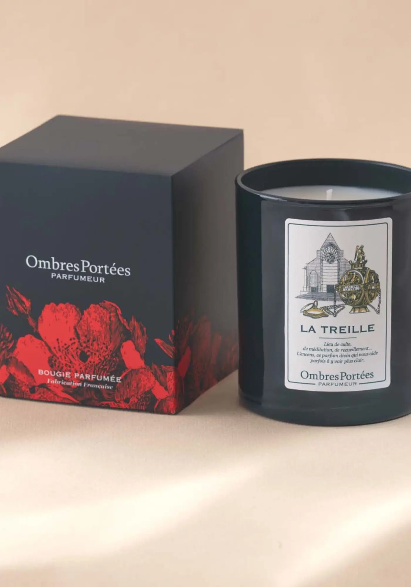 Le packaging de la bougie parfumée Lilloise La Treille de chez Ombres Portées