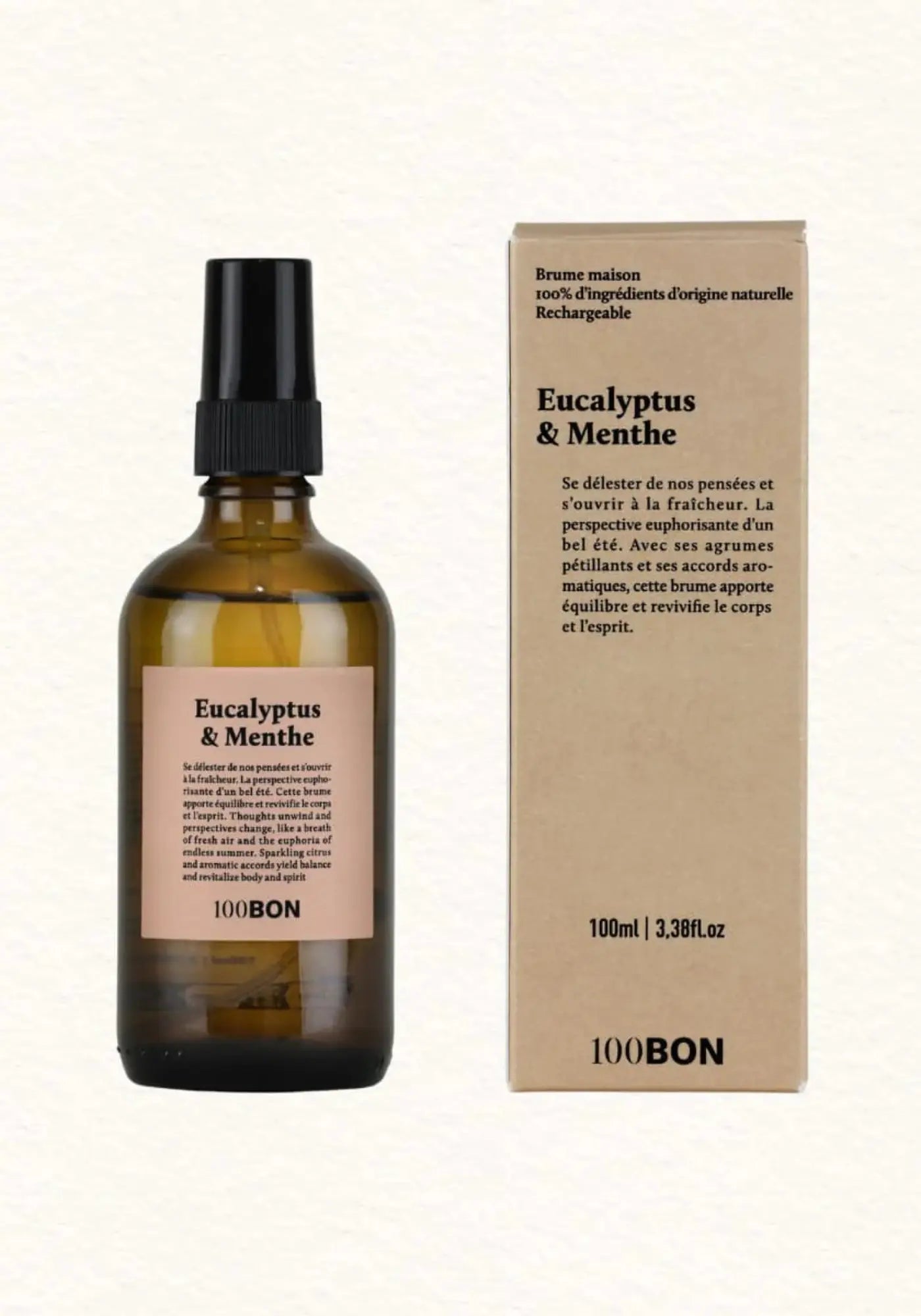 La brume maison home spray 100ml eucalyptus et menthe energisante de chez 100Bon
