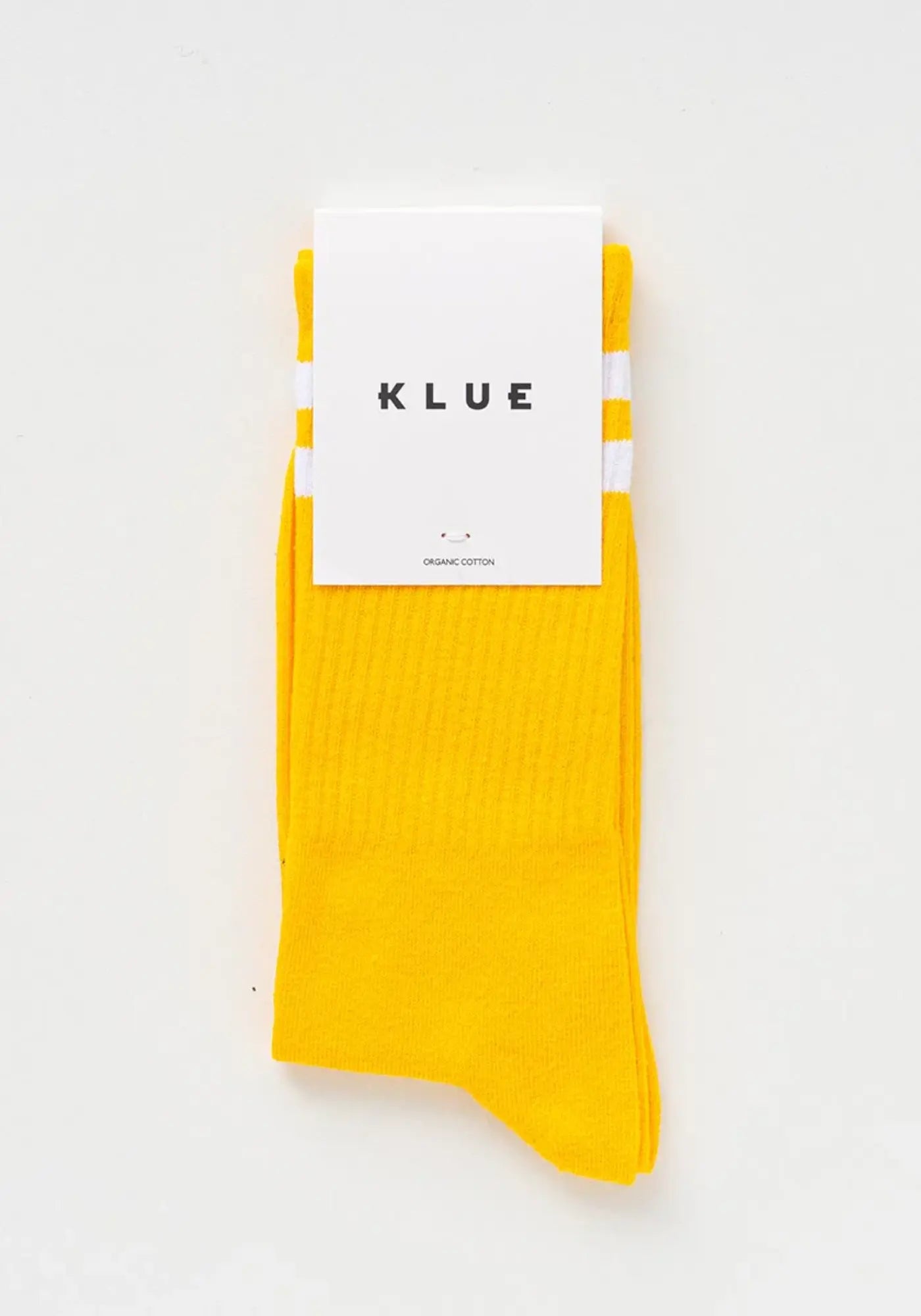 Les chaussettes en coton biologique yellow and white de chez Klue