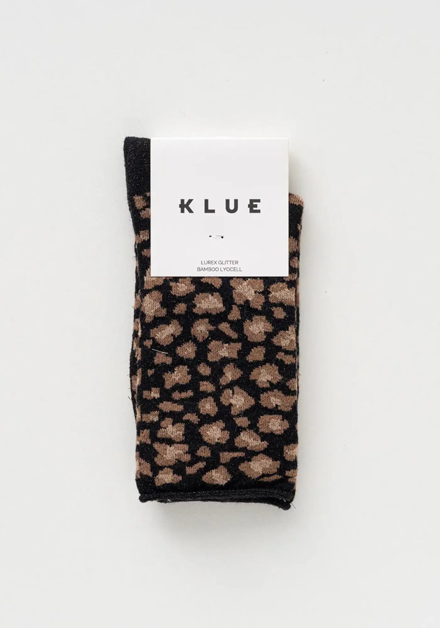 Les chaussettes en lurex léopard black de chez Klue