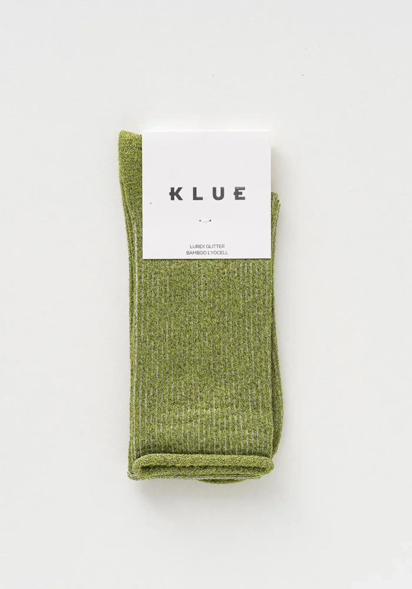 Les chaussettes en lurex olive green de chez Klue