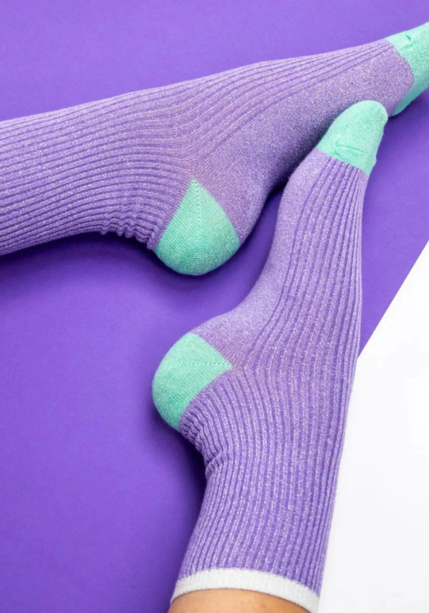 Les chaussettes vintage pailletées lilas de chez Billybelt