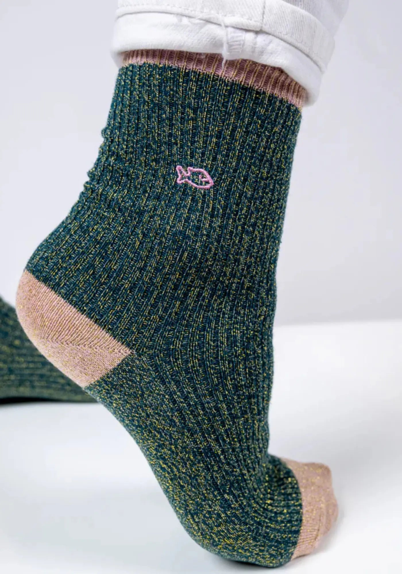 Les chaussettes vintage pailletées vert de chez Billybelt