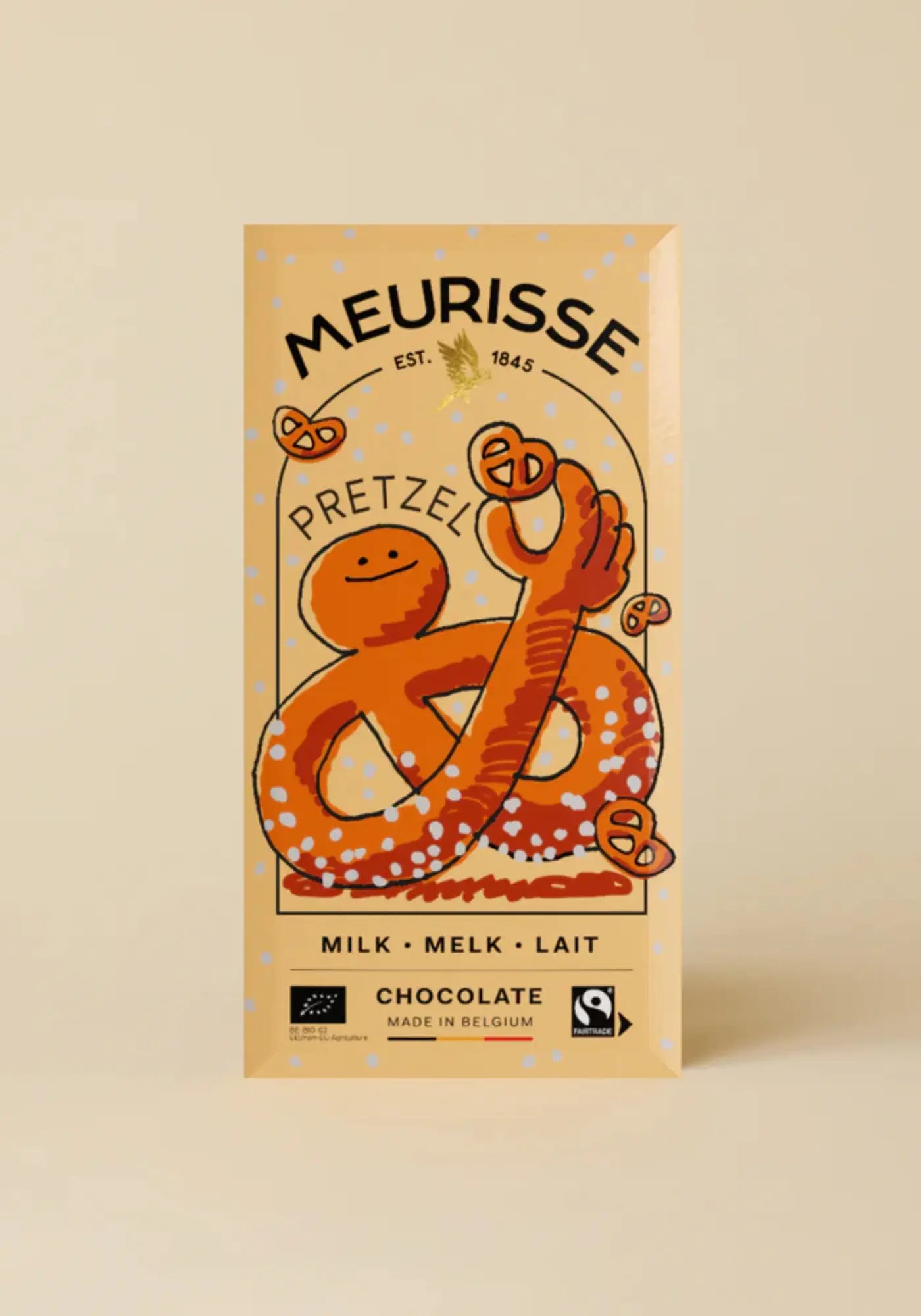 La tablette de chocolat au lait 39% éclats de pretzels de chez Meurisse