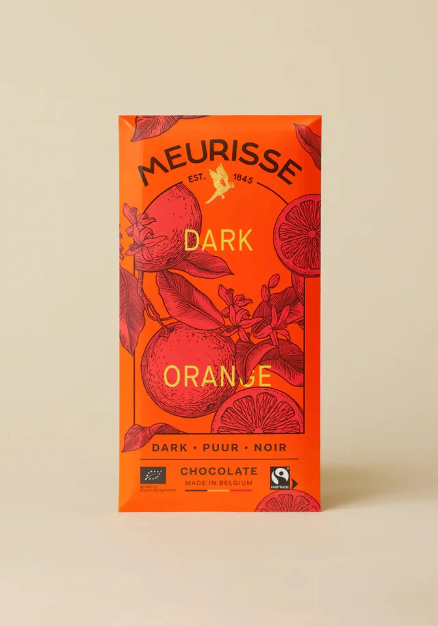 La tablette de chocolat noir 73% orange de chez Meurisse