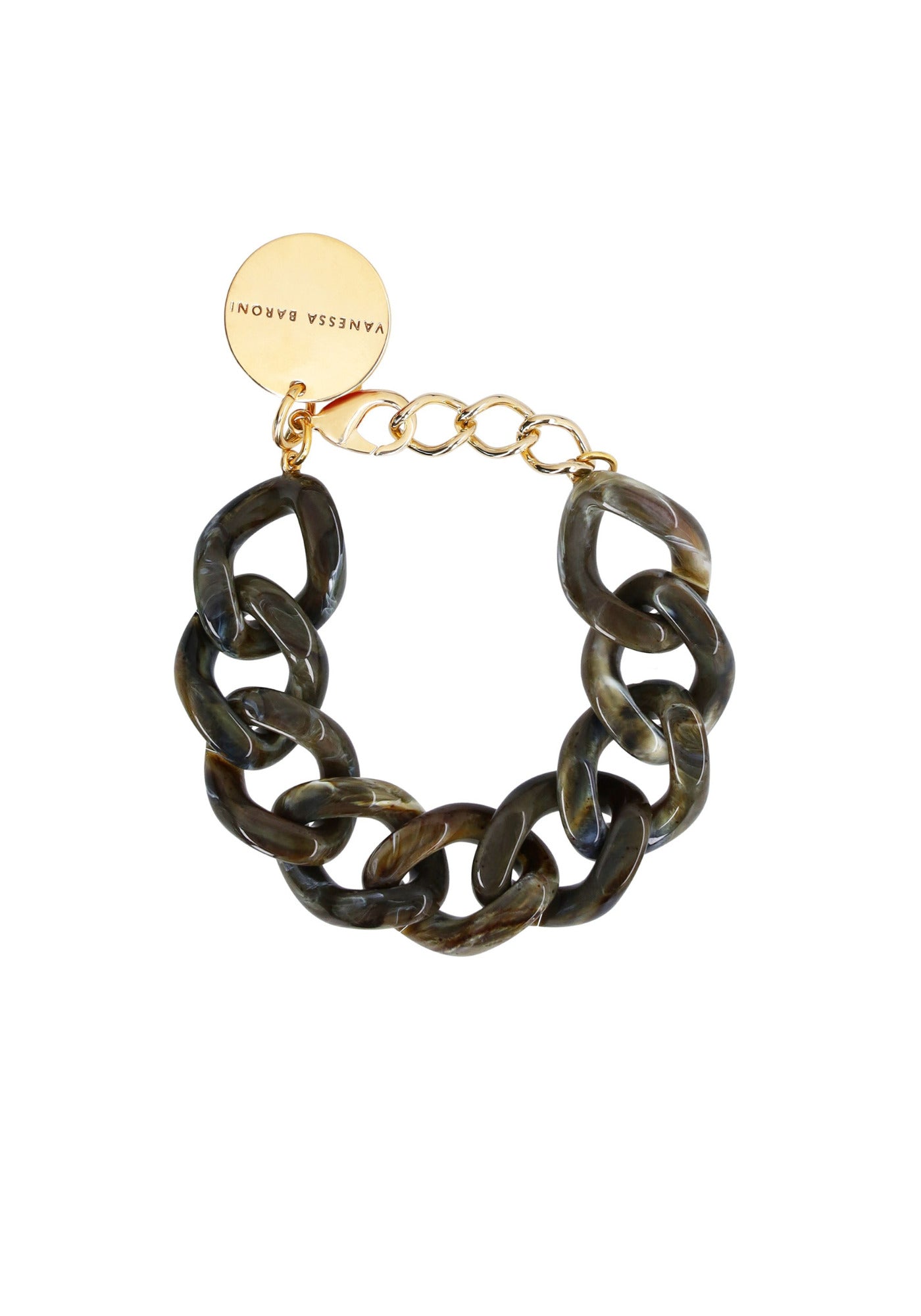 Le bracelet pour femme Flat Chain Khaki Marble de chez Vanessa Baroni