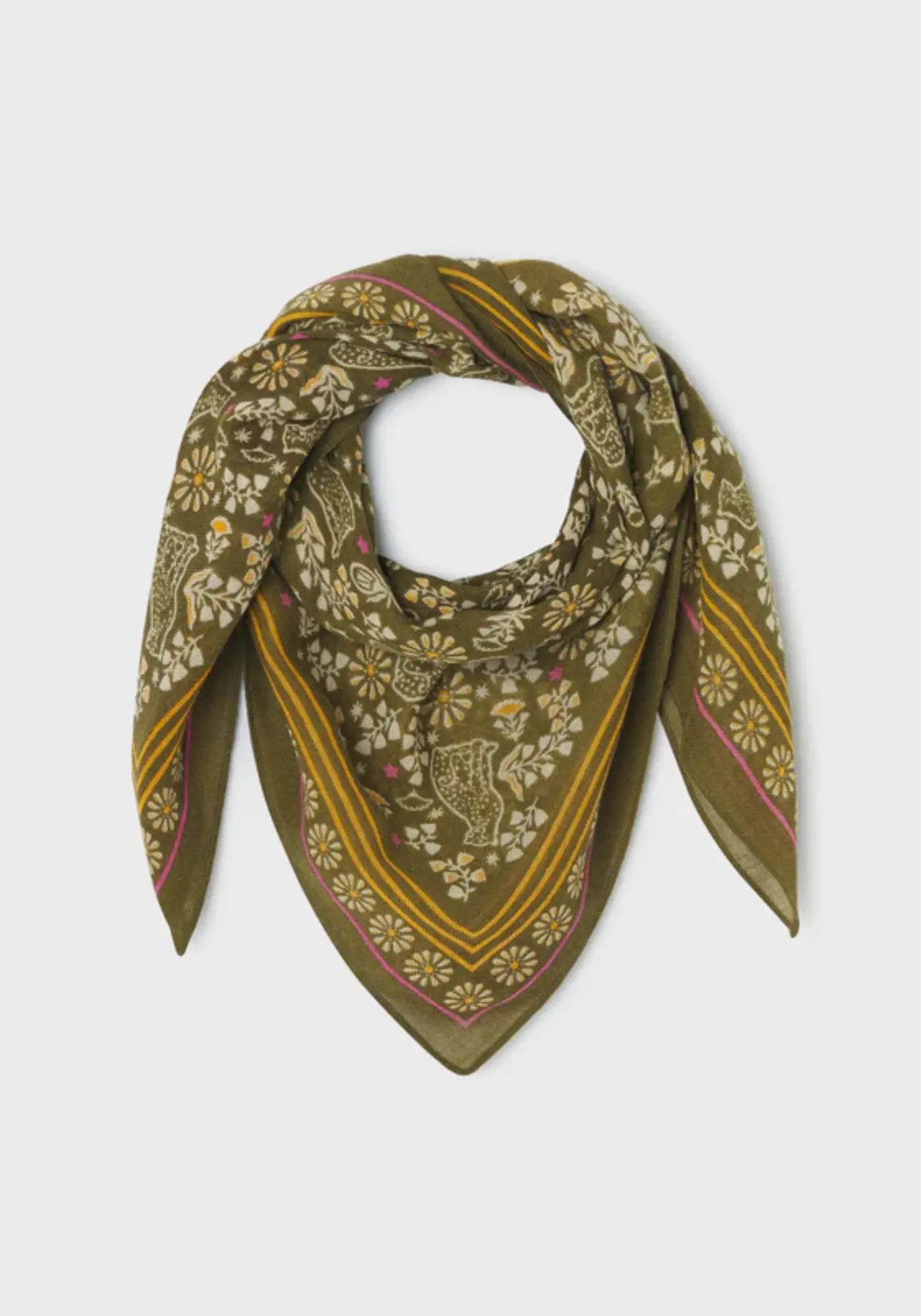 Le foulard 100% laine Constance couleur kaki de chez Billybelt