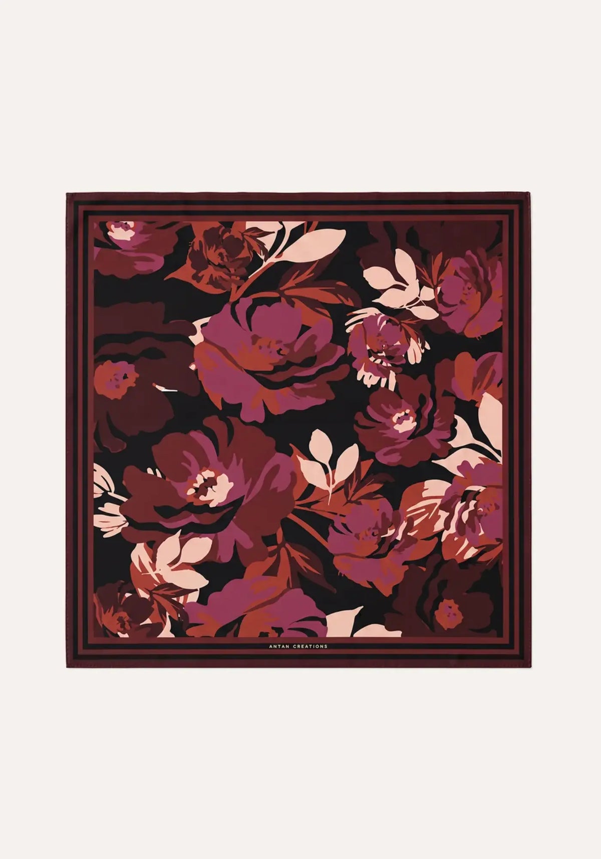 Le foulard wild flowers red cactus de chez Antan Créations