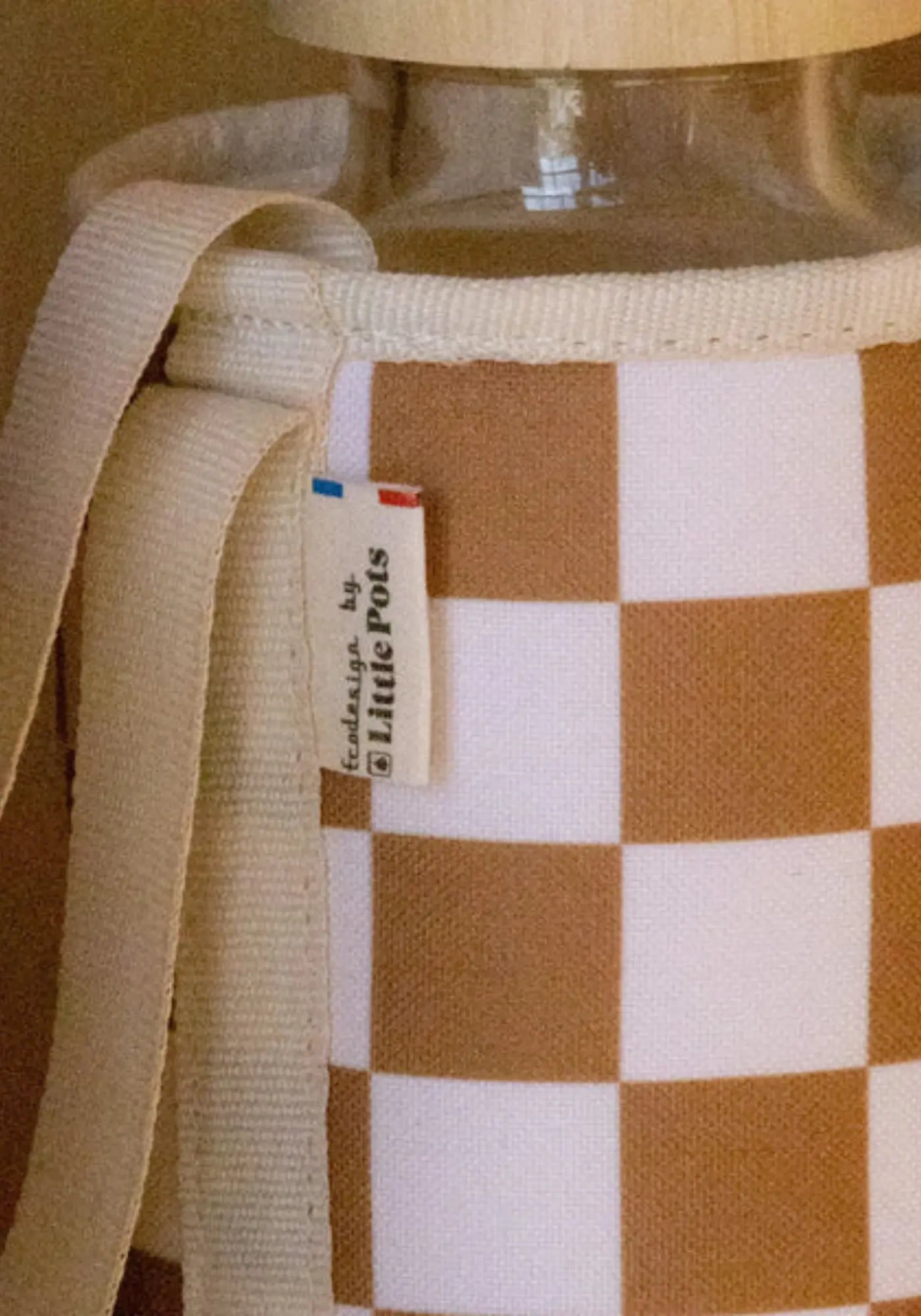 La gourde chopette 90 Damier Moutarde Écru de chez Little Pots