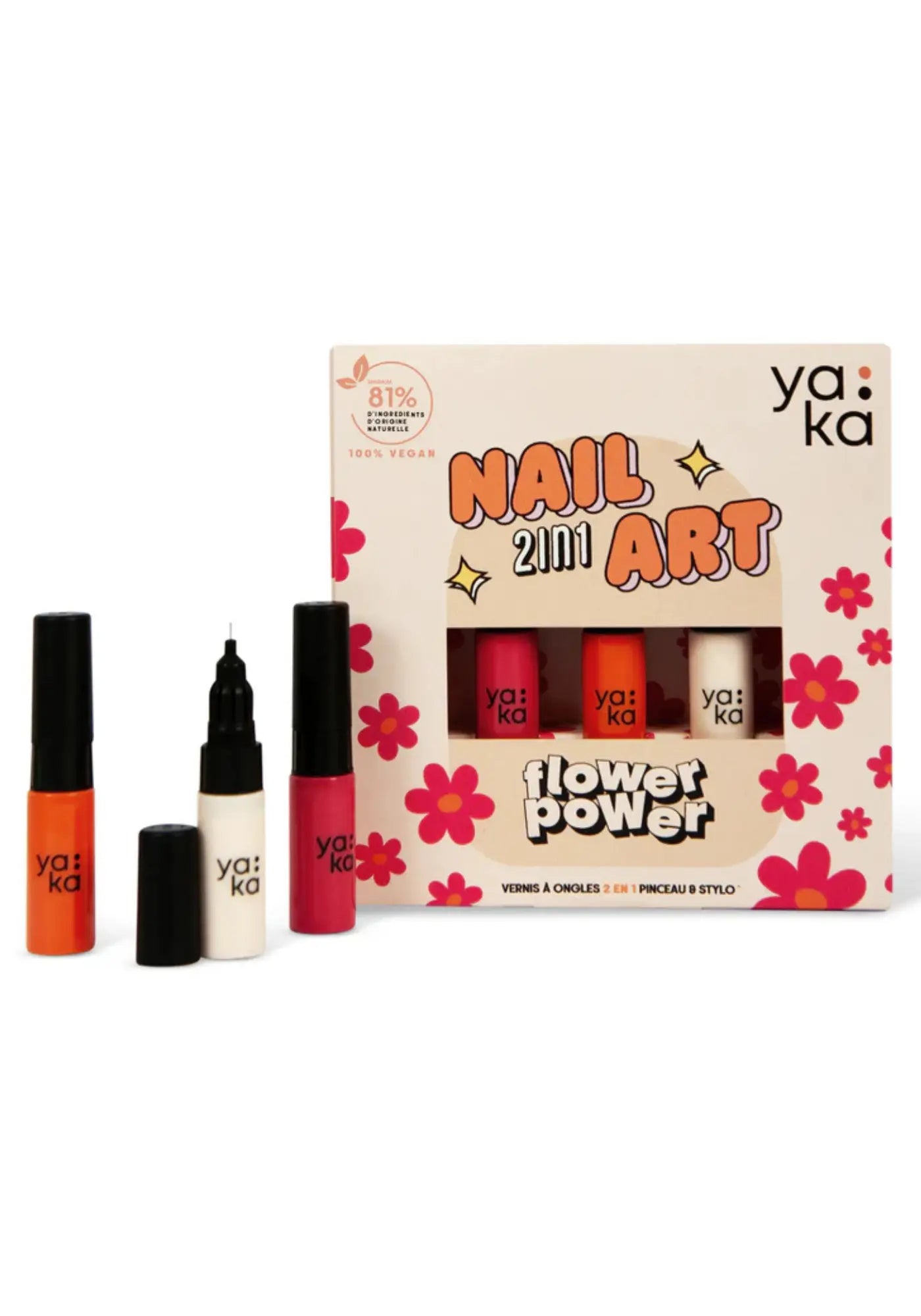 Le kit vernis à ongles 2en1 Flower Power de chez Yaka 