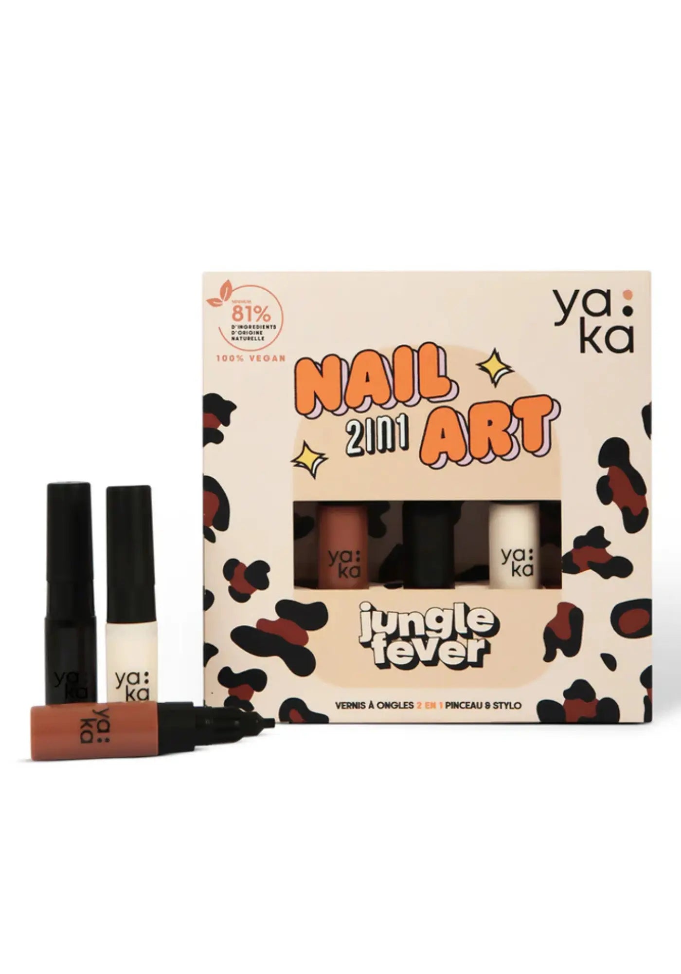 Le kit vernis à ongles 2en1 Jungle Fever de chez Yaka 