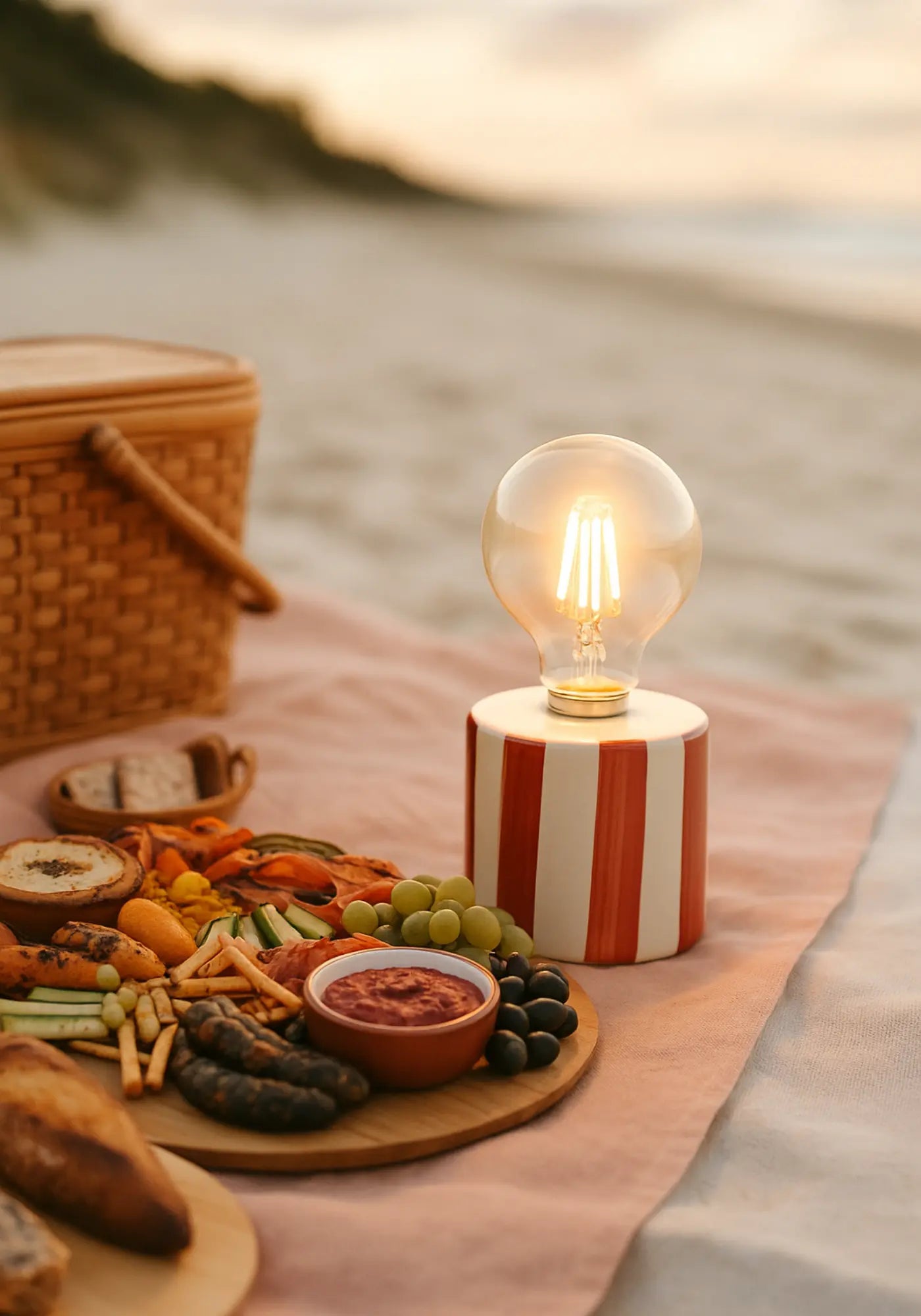 La lampe décorative rayures à pile rouge de chez Opjet
