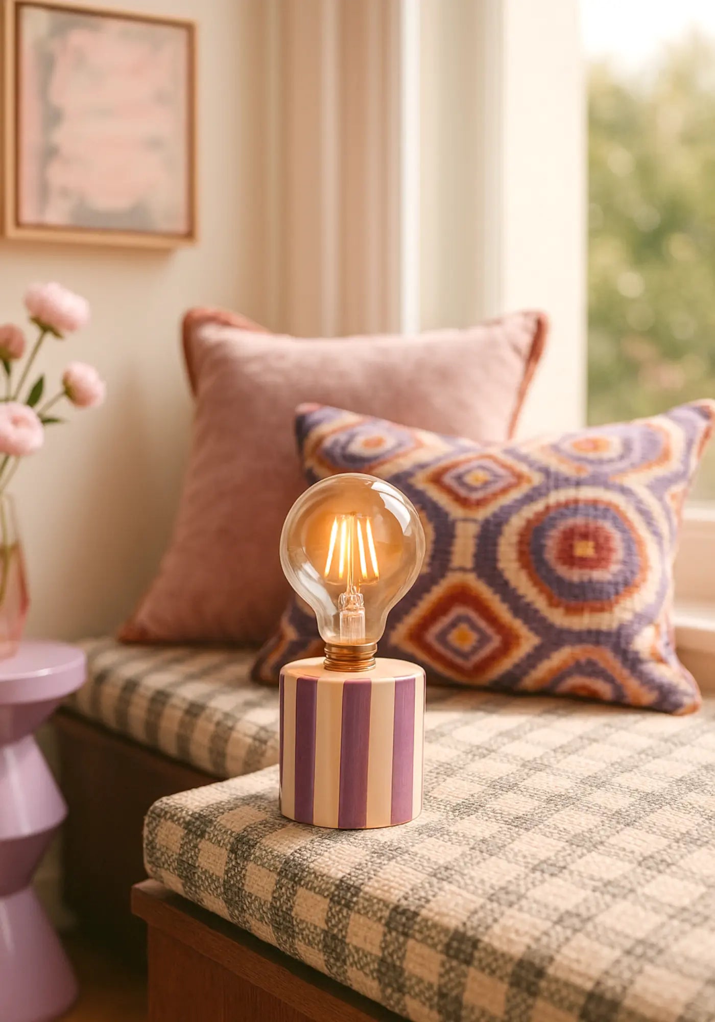 La lampe décorative rayures à pile violet de chez Opjet