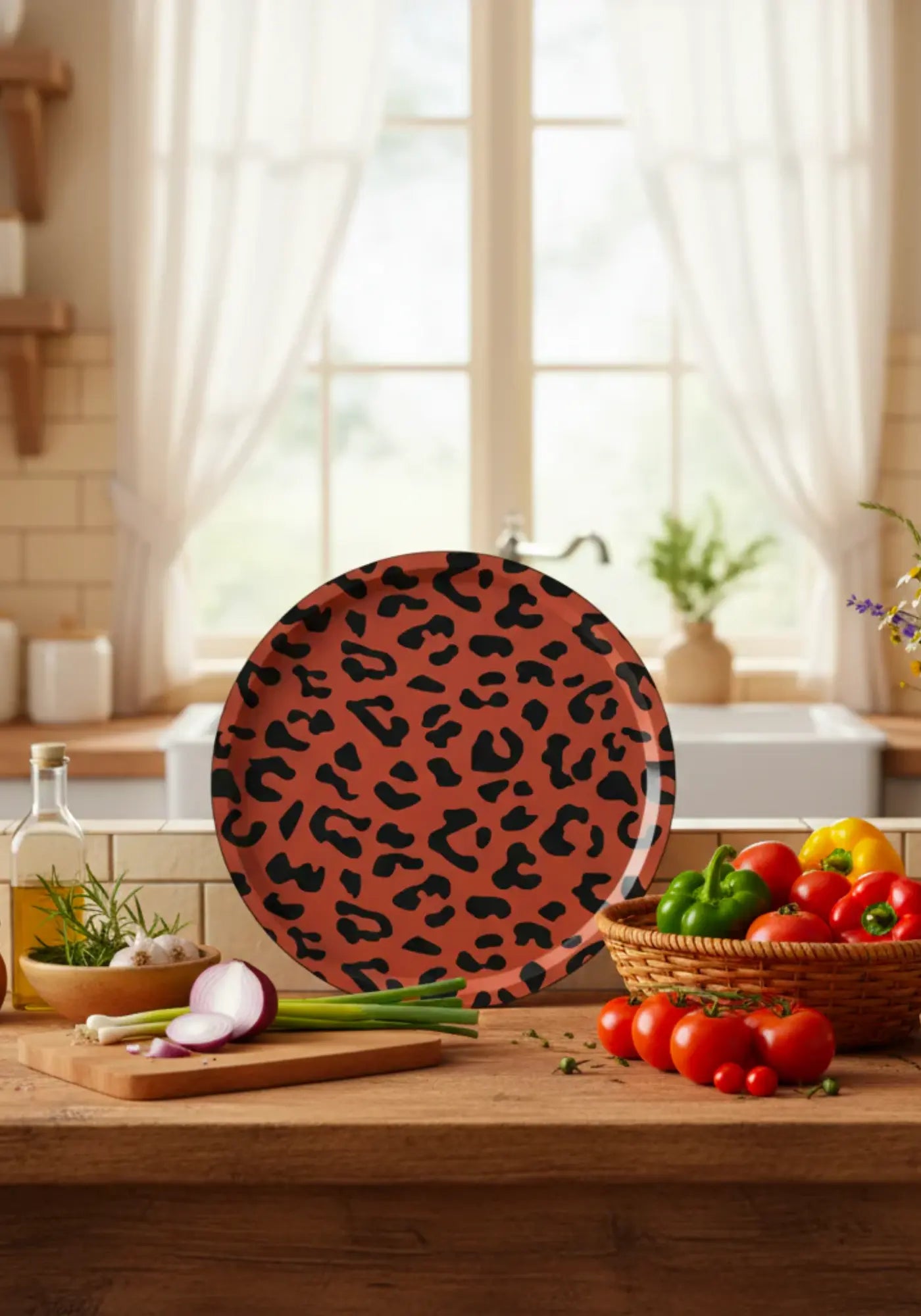 Le plateau léopard terracotta rond de chez Coco&Co