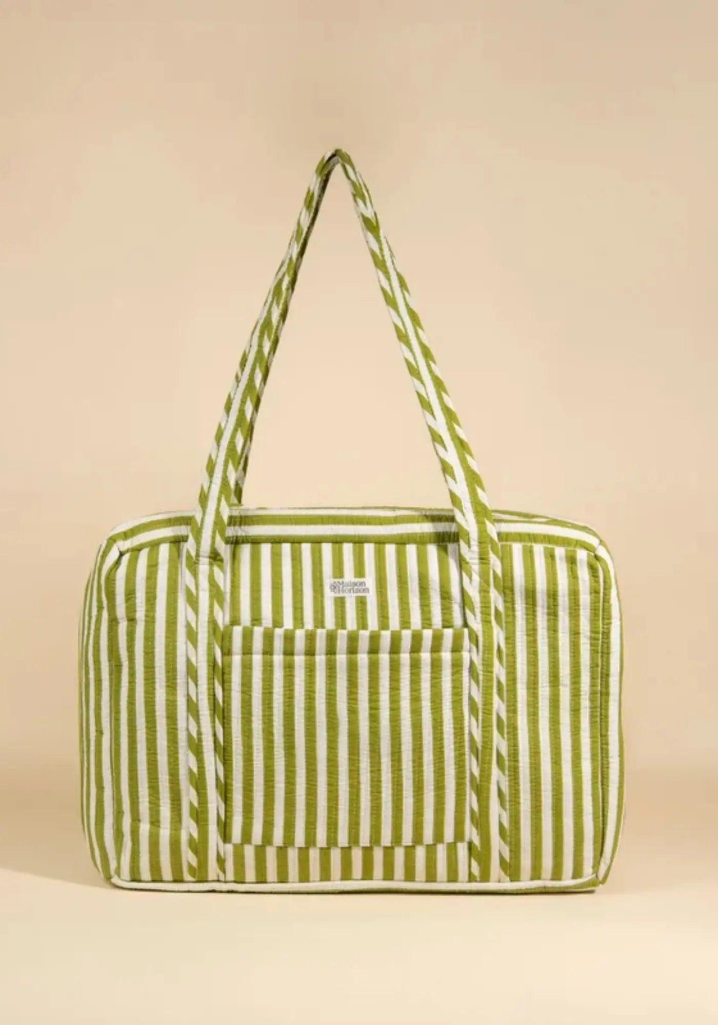 Le sac week-end ou à langer rayures vert olive de chez Maison Horizon