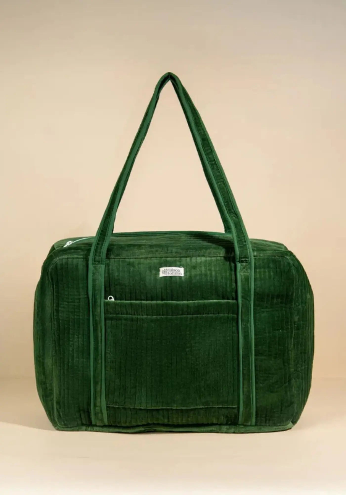 Le sac week-end ou à langer velours emeraude de chez Maison Horizon