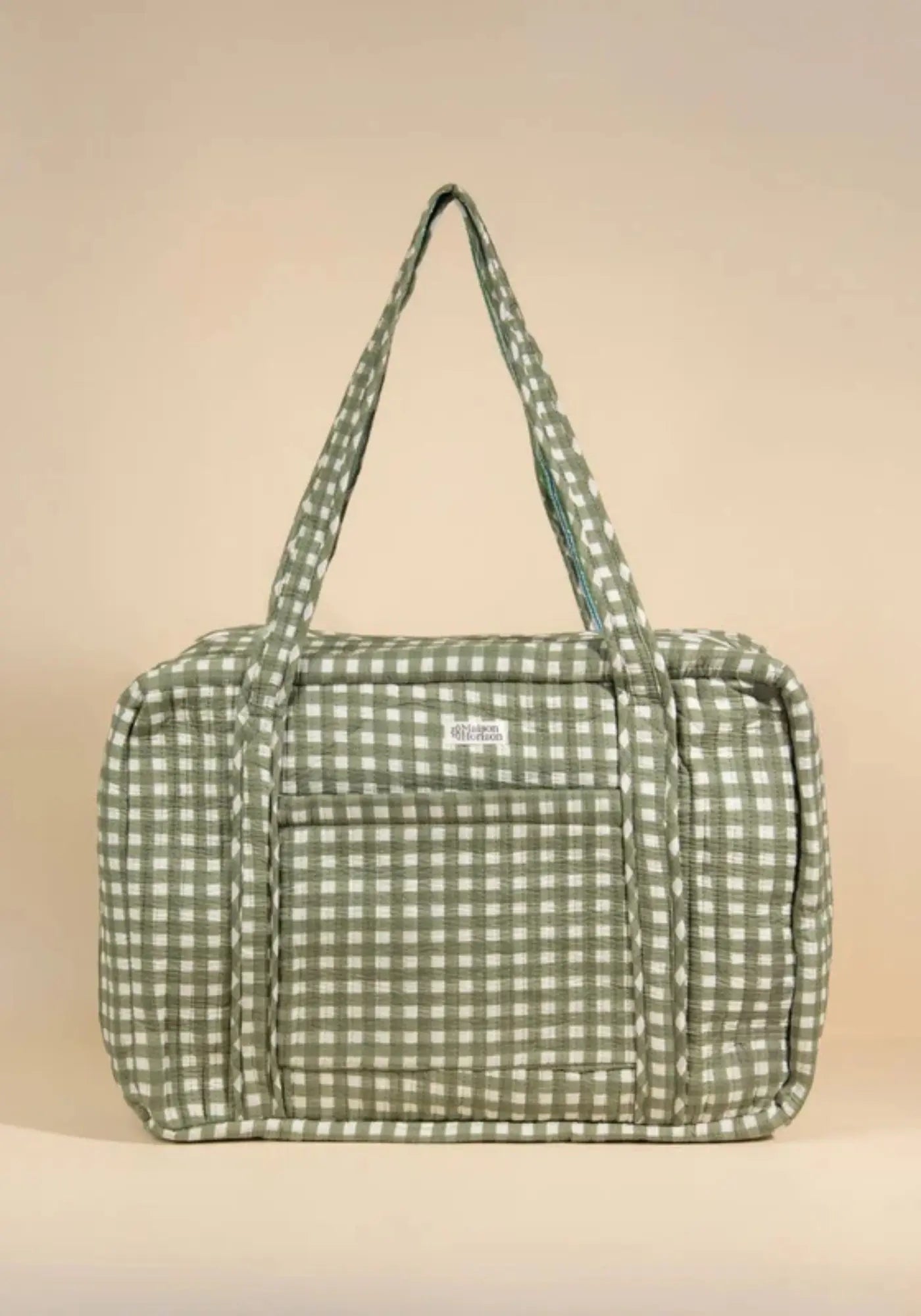 Le sac week end ou à langer vichy kaki de chez Maison Horizon