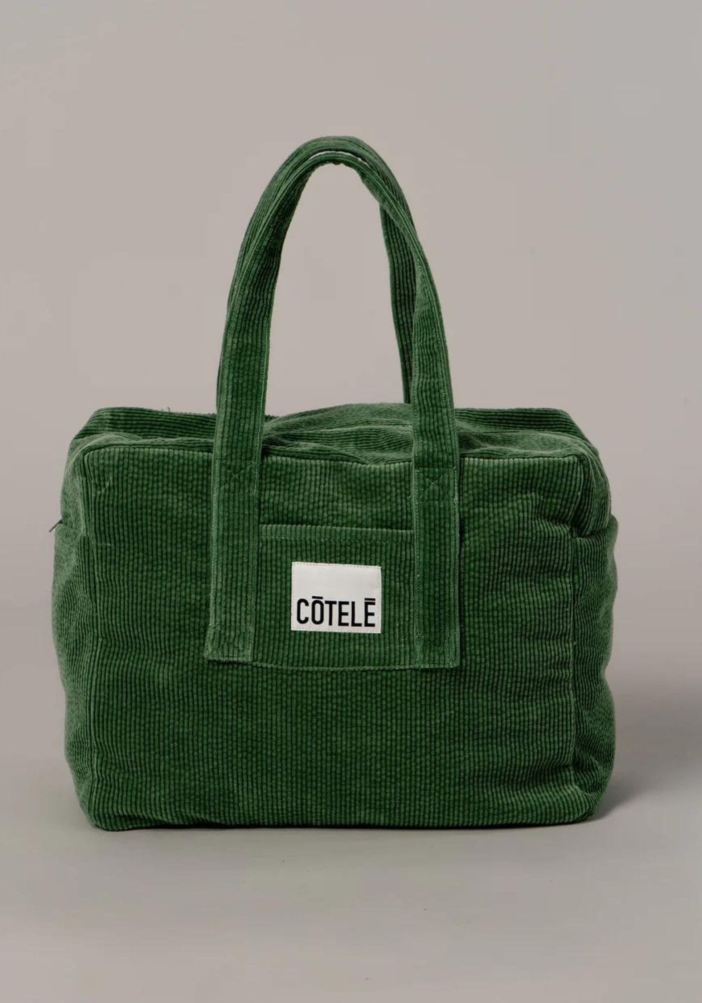 Aperçu du sac en velours vert Côtelé Paris, vue de face