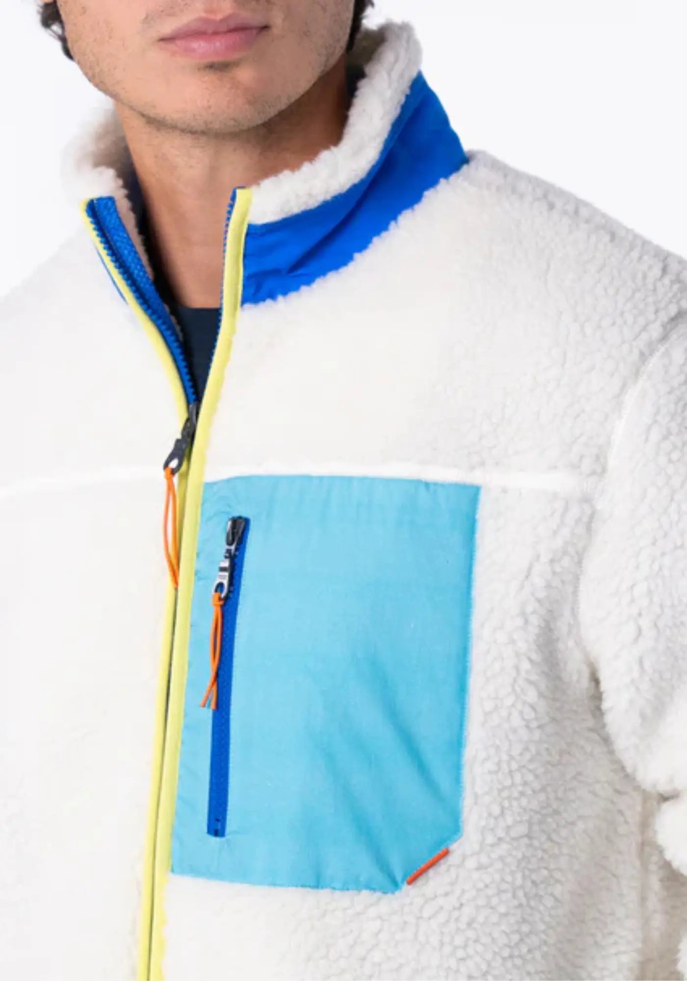 La sherpa mixte zippée ivoire et bleu de chez Billybelt