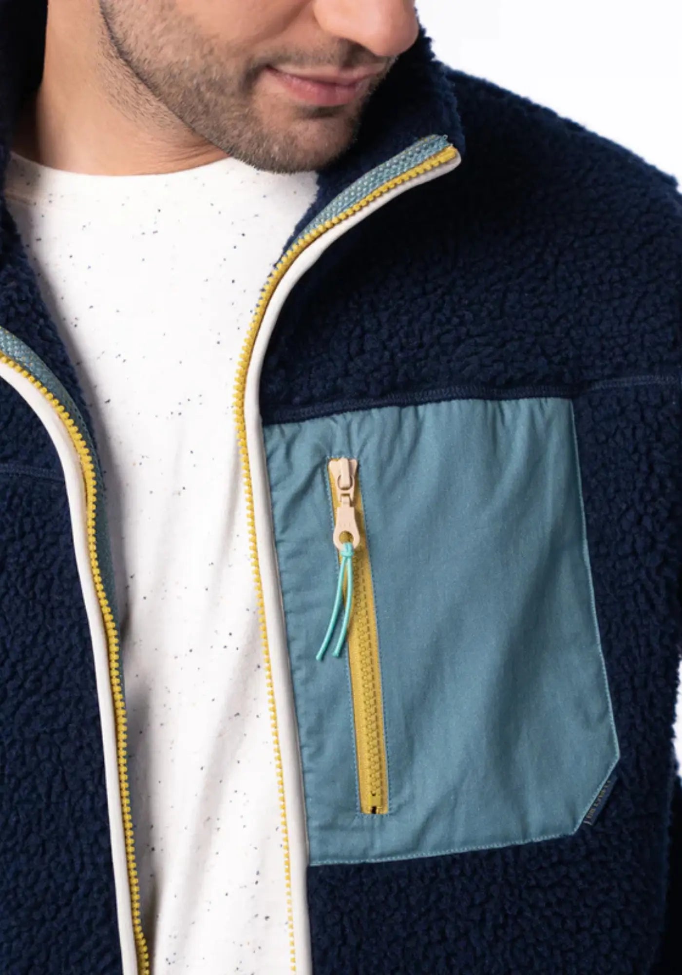 La sherpa mixte zippée marine et vert de chez Billybelt 