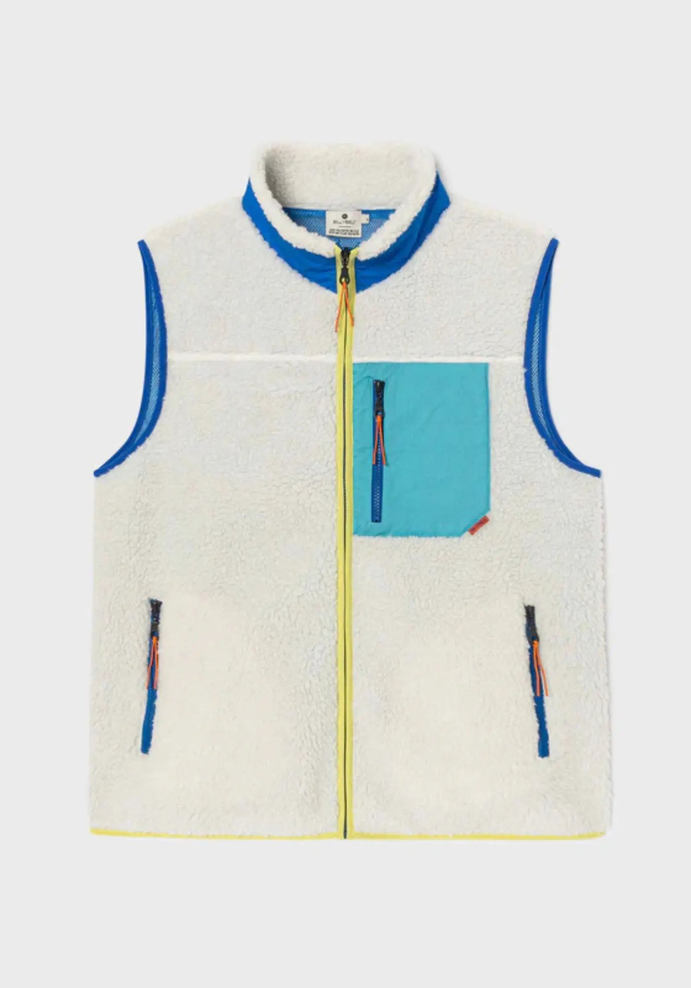 La sherpa mixte zippée sans manches ivoire et bleu de chez Billybelt