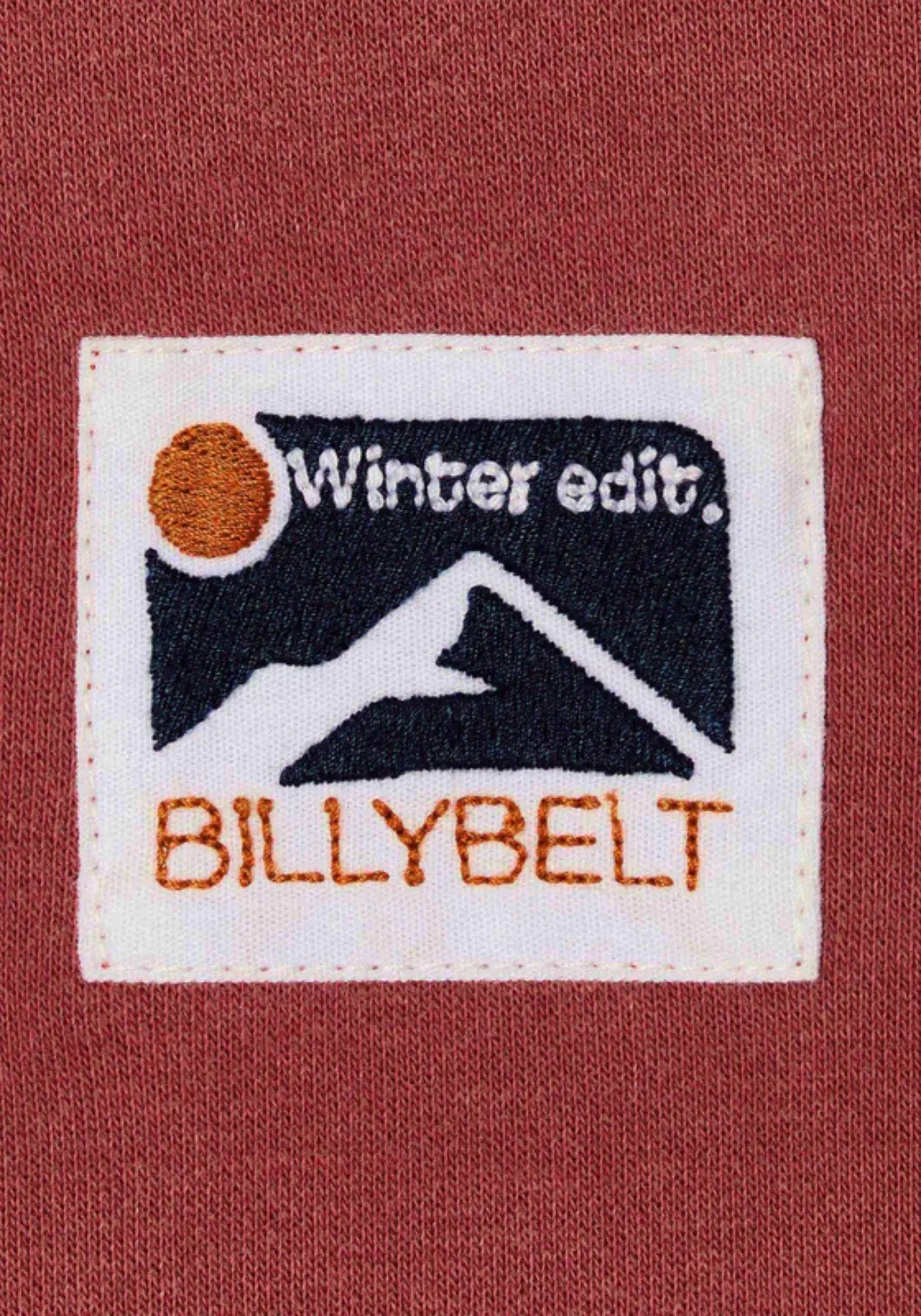 zoom sur le sweat en coton bio hiver bordeaux de chez Billybelt