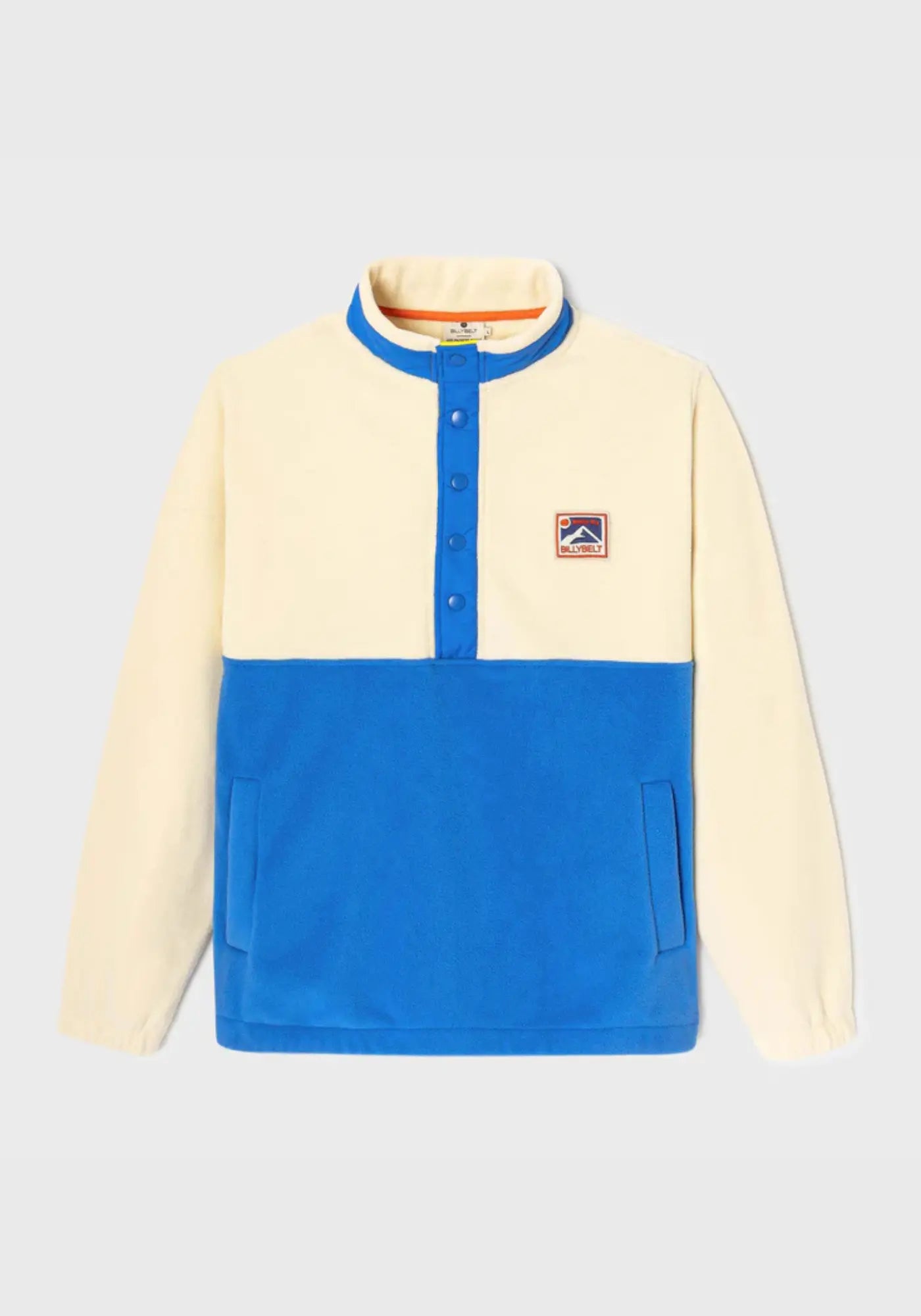 Le sweat polaire blanc et bleu de chez Billybelt