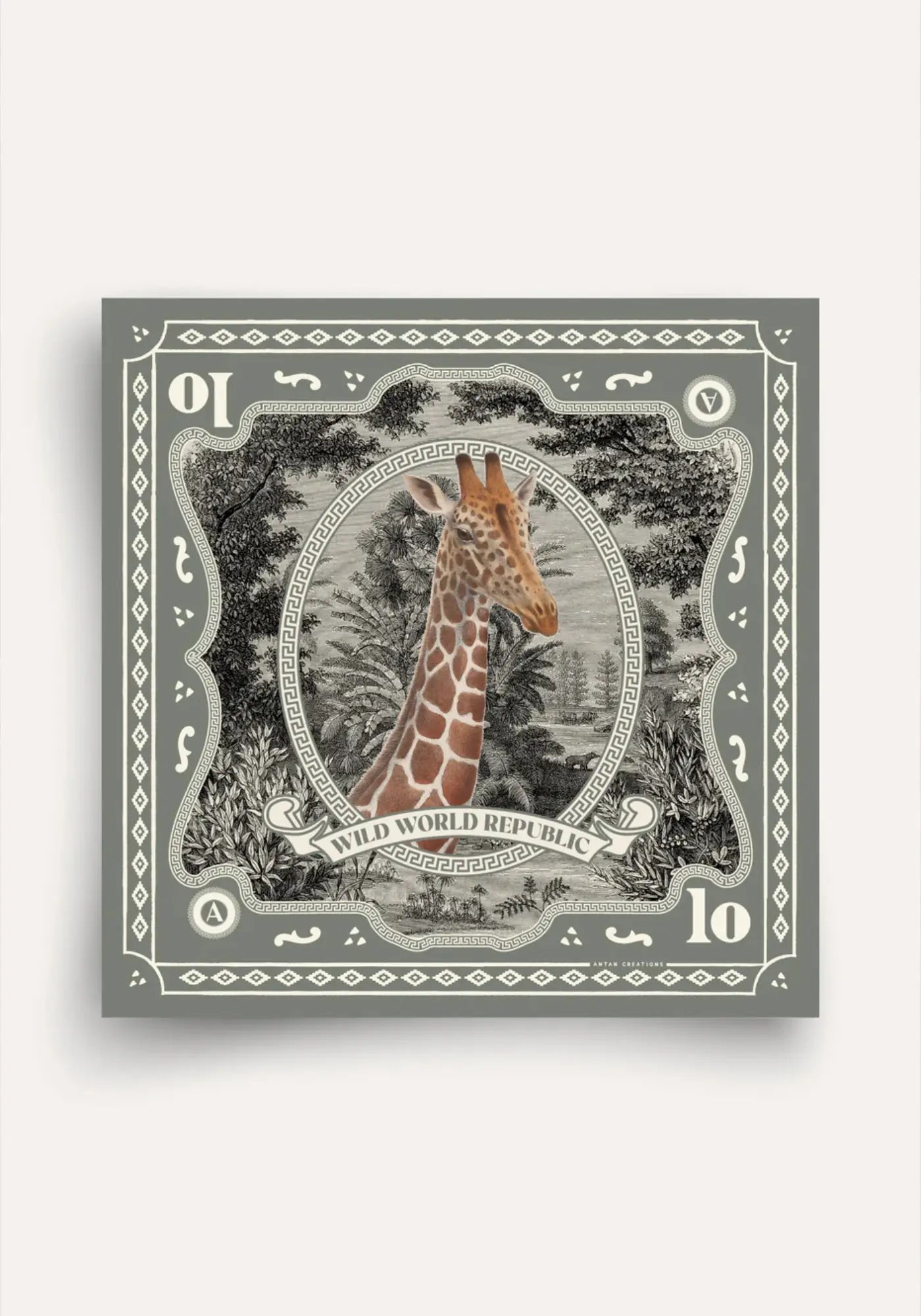 Le foulard wwr silk 70 giraffe de chez Antan Créations