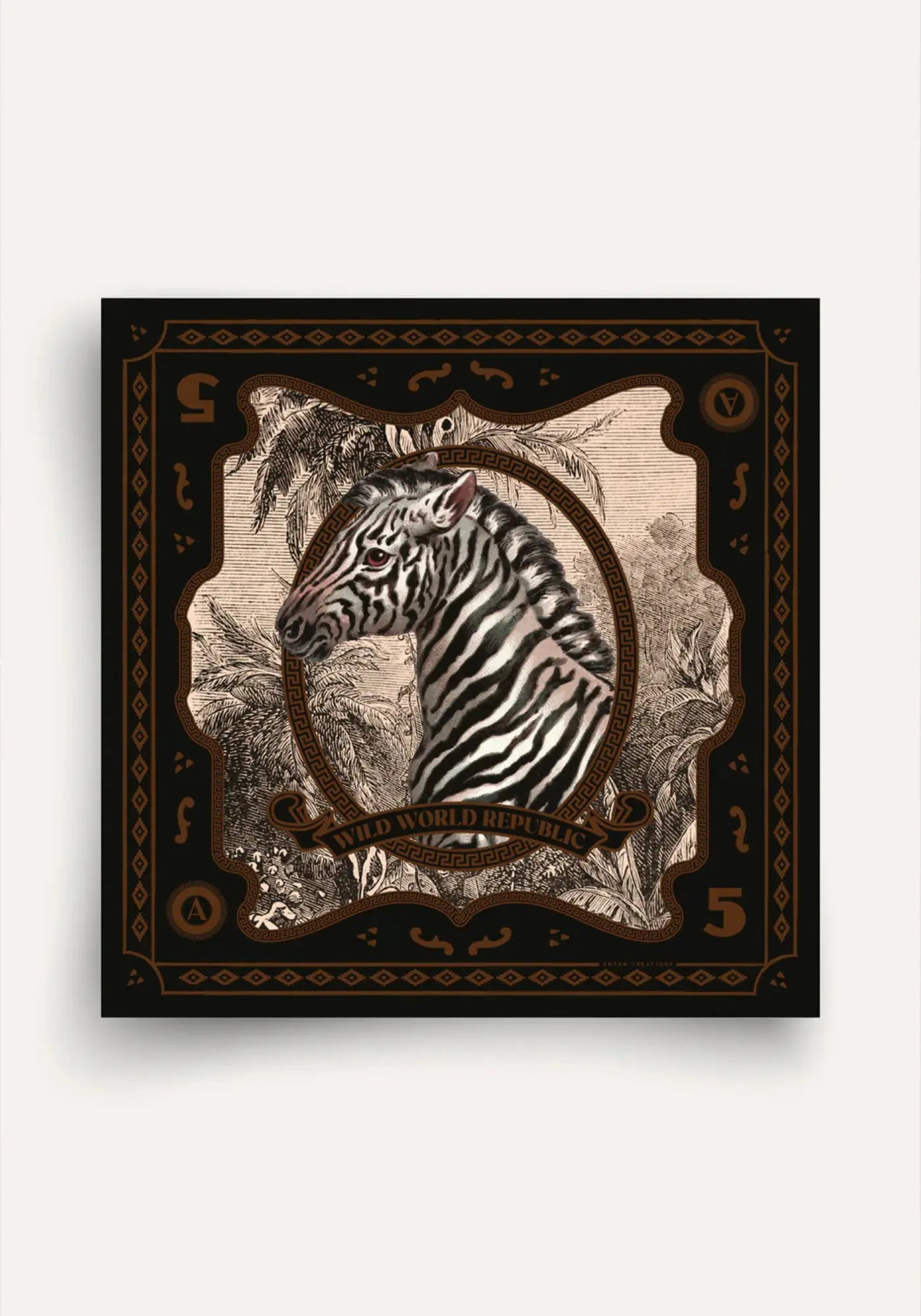 Le foulard wwr silk 70 zebra de chez Antan Créations